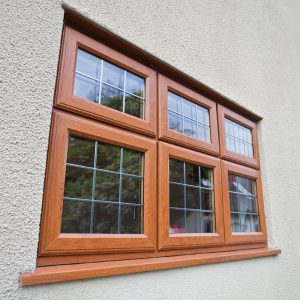 oak effect upvc casement leaded window